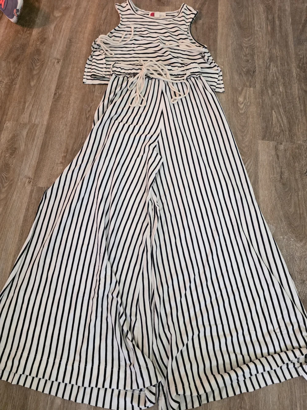Free People Beach Black & White Striped Wide-Leg Pant Set